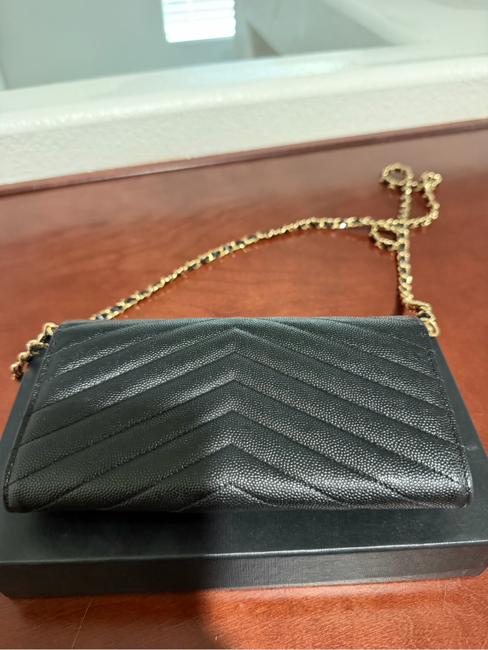 Yves Saint Laurent Black Quilted Leather Wallet on Chain with Gold Hardware - Picture 4 of 15